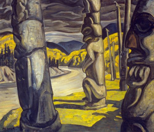 'Totem Poles at Kitwanga' / George Pepper / Vancouver Art Gallery / 88.17