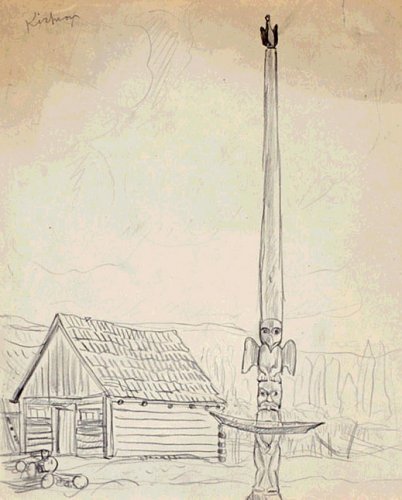 'Totem Pole of Nekt, Kispiox' / A.Y. Jackson / National Gallery of Canada / 17535