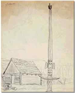 'Totem Pole of Nekt, Kispiox' / A.Y. Jackson / National Gallery of Canada / 17535