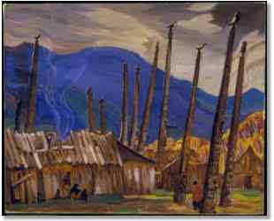 'Skeena Crossing, B.C. (Gitsegyukla)' c.1926 / A.Y. Jackson / McMichael Canadian Art Collection / 1968.8.27